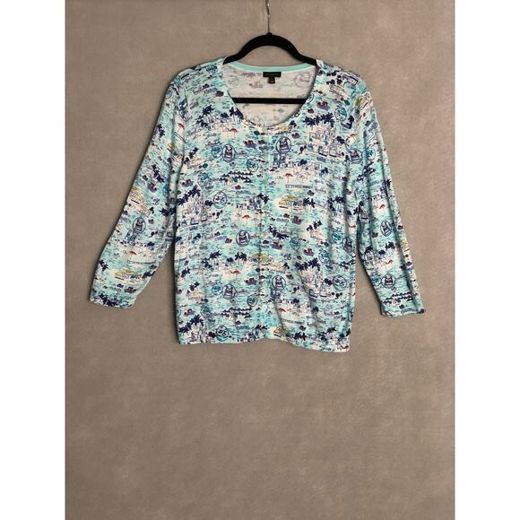 Talbots Women's Size Large Novelty Print (Vacation) Sweater - Picture 1 of 6